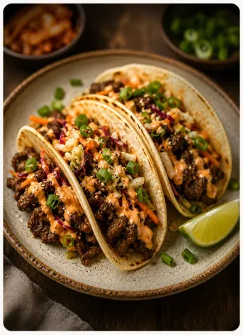 Korean tacos on a board