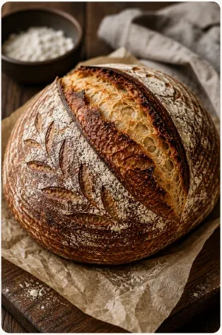 A scored sourdough loaf